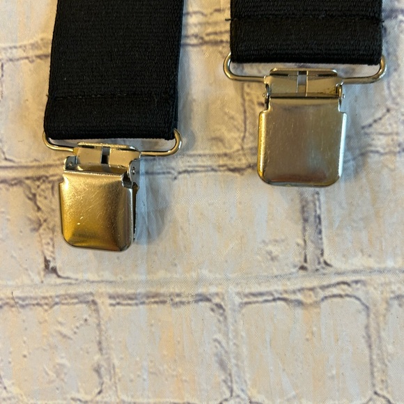 CARHARTT MENS BLACK WITH BROWN ACCENT WIDE SILVER TONE HARDWARE SUSPENDERS - Picture 4 of 6